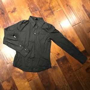 Club Monaco Women's Stylish Button Up Shirt Black